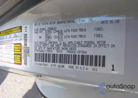 2020 Toyota Tacoma Access Cab z USA, uszkodzony, nr VIN 5TFRX5GN6LX175818